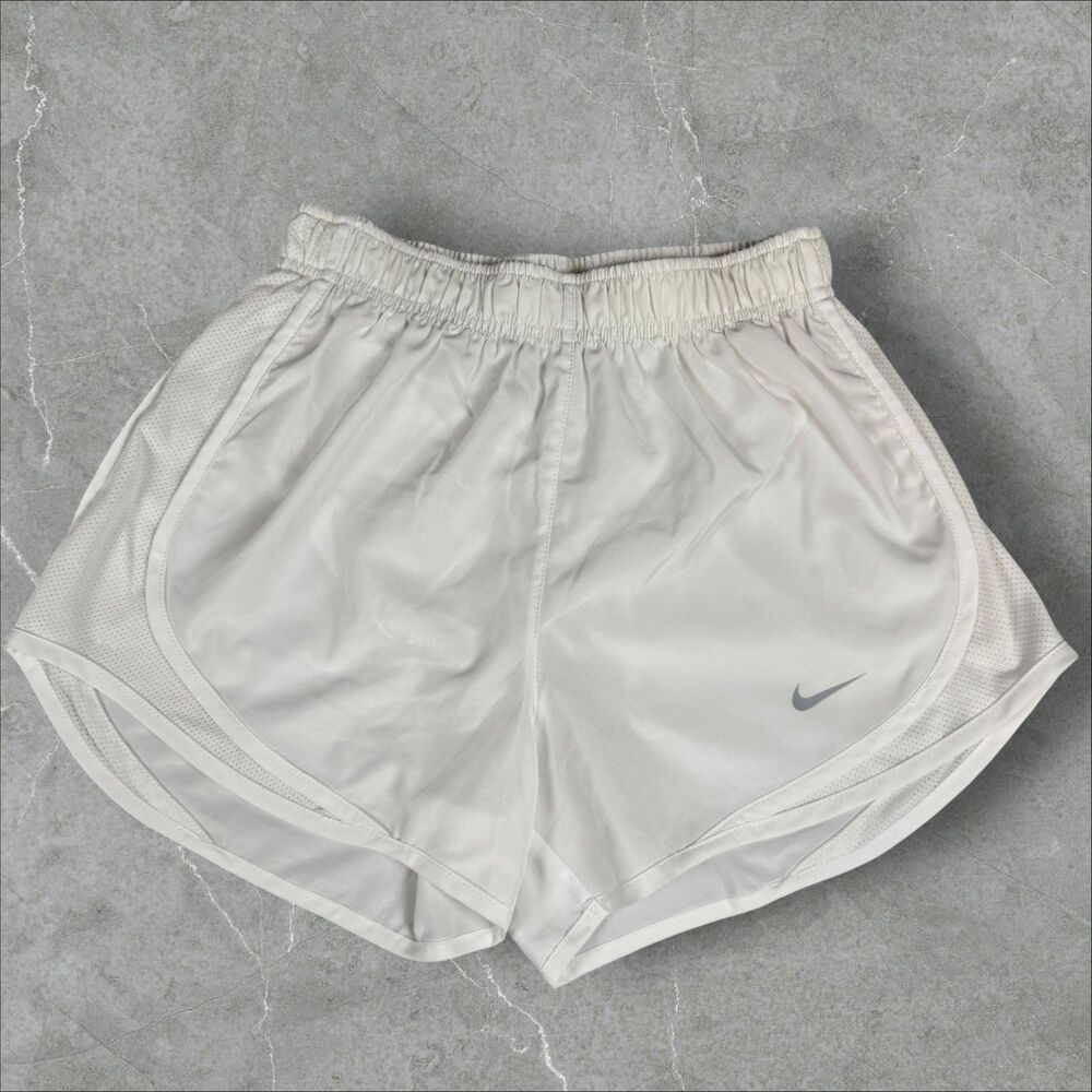 Women's Nike Loose Vented Running Swimming Shorts White w/ White Trim - XS